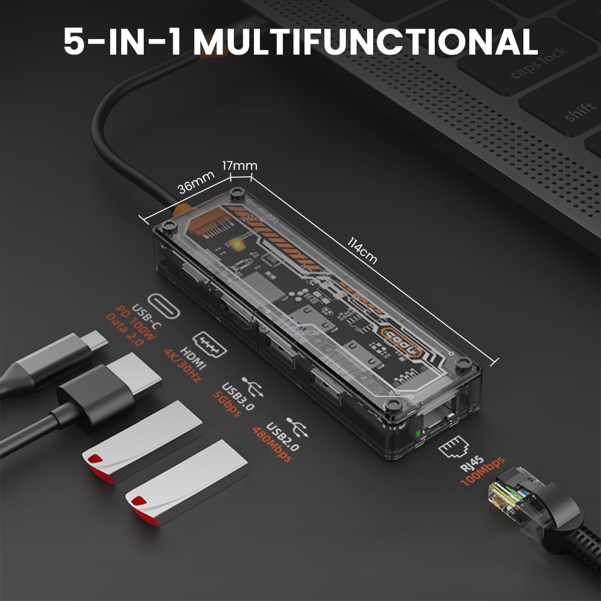 Verilux USB C Hub with Ethernet RJ45 5 in 1 USB Type C Hub with 4K HDMI Converter PD 100W & USB C Data Port Multi USB Port for Laptop with USB Hub 3.0/2.0 for MacBook Air M1 Pro Type-C Device Verilux USB C Hub with Ethernet RJ45 5 in 1 USB Type C Hub with 4K HDMI Converter PD 100W & USB C Data Port Multi USB Port for Laptop with USB Hub 3.0/2.0 for MacBook Air M1 Pro Type-C Device